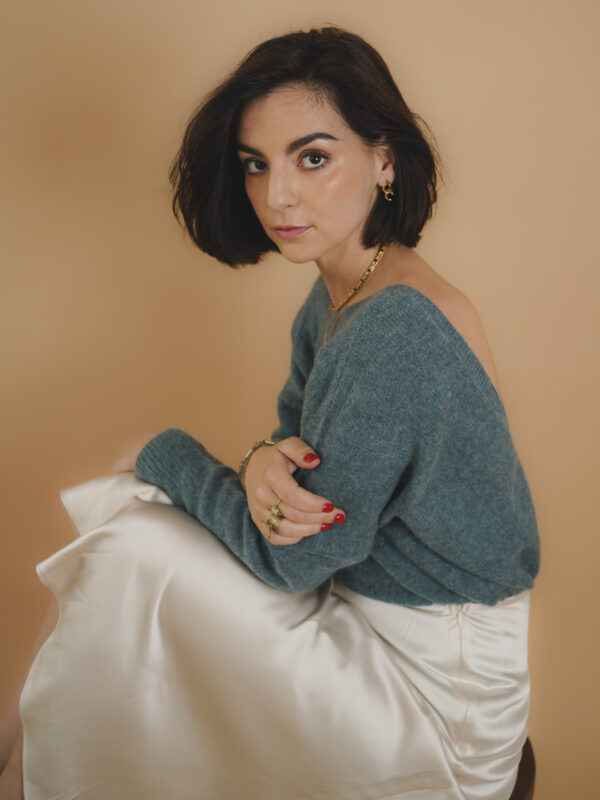 pull 100% cachemire vert eau