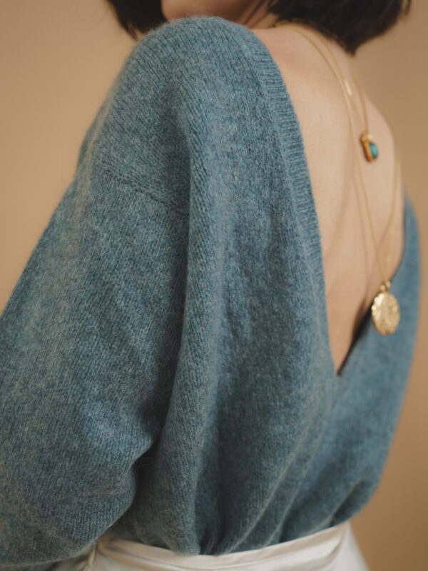 pull 100% cachemire vert eau